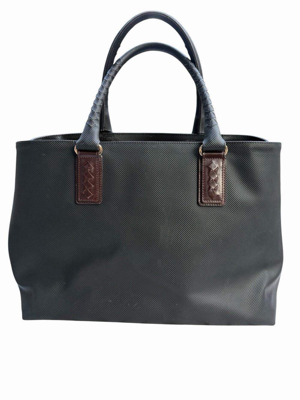 Authentic Bottega Veneta Marco Polo Canvas Tote Bag Black Large Made in Italy